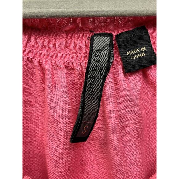 Nine West Dress Women’s Top Size Small Pink Smock Elastic Waist Pearl snap - Picture 4 of 8